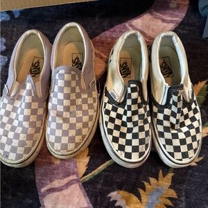 Vans Kids Checkered Slip-On Sneakers - Black and Purple